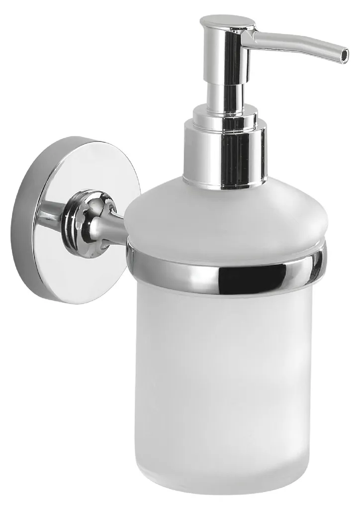 Porte-savon liquide mural Plus distributeur chrome et verre sans perçage