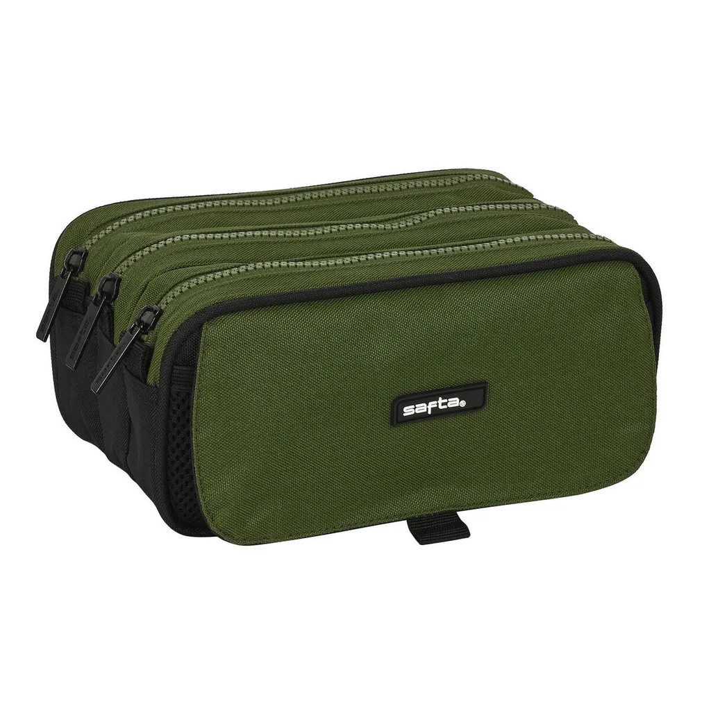 Safta Astuccio Triplo Verde Nero Foresta Scura | Resistente per Bambini - 1