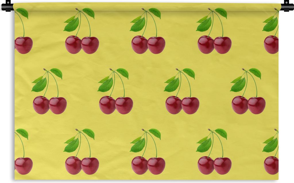 MuchoWow Wandteppich Wandbehang Kirschen - Rot - Muster 150x100 cm Tapisserie Dekoration Wandtuch - Waschbar - Tapisserien - Wand-Decke
