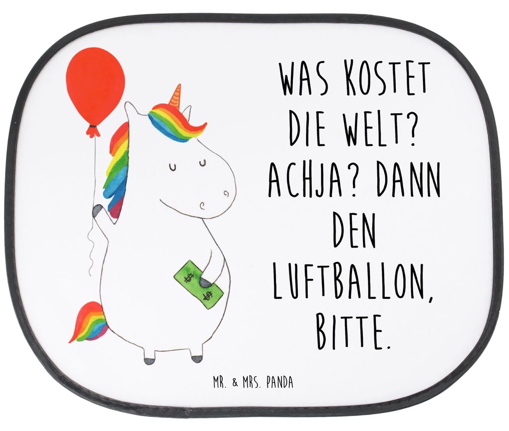 Mr. & Mrs. Panda Sonnenschutz für Auto Einhorn Luftballon - Weiß - Geschenk, Freundin, saugnapf, Einhörner, Sonnenblende, Unicorn, Geld, Fürs, ...