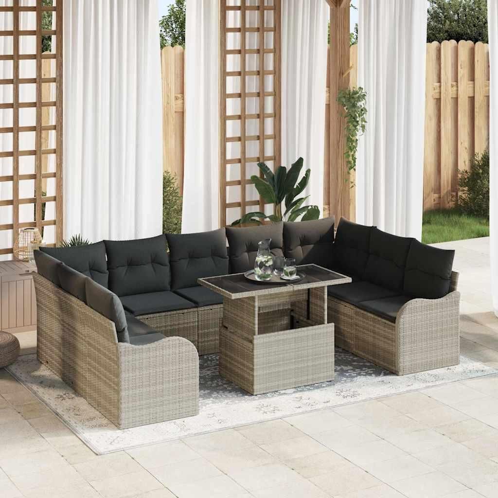 Maison Exclusive - Garten-Sofa-Set mit Kissen 10 pcs Hellgrau Poly Rattan