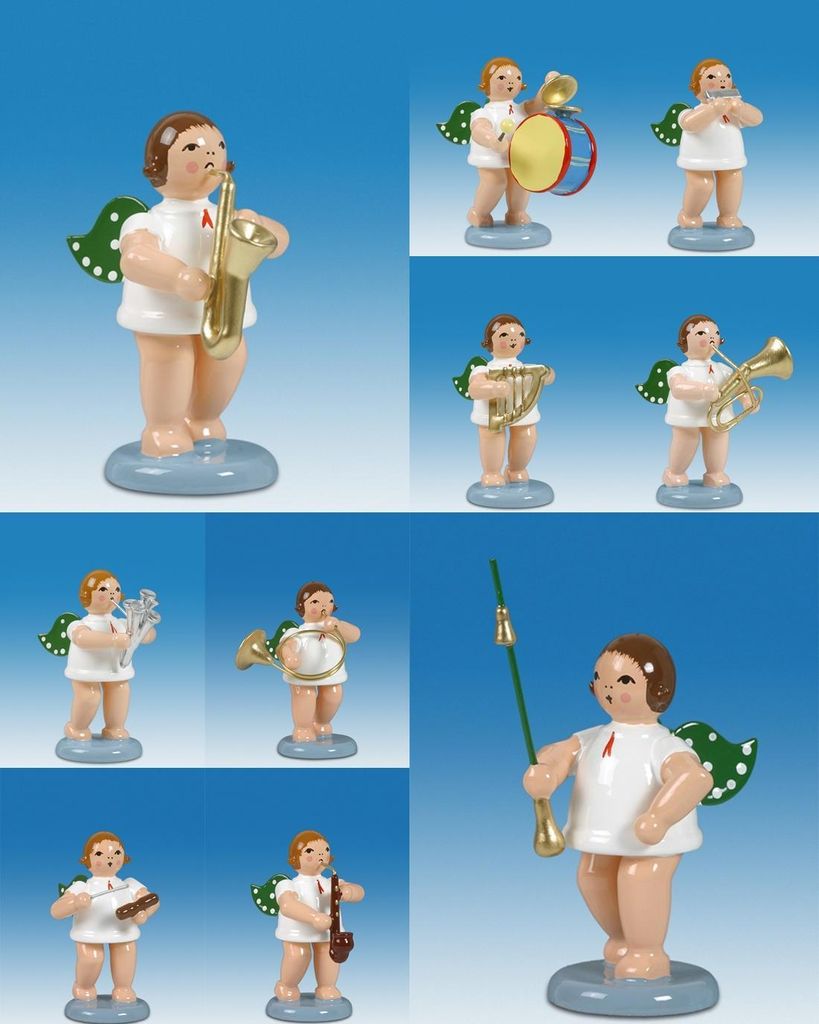 Holzfigur Engelmusikanten 10-teilig ohne Krone Höhe 6cm NEU