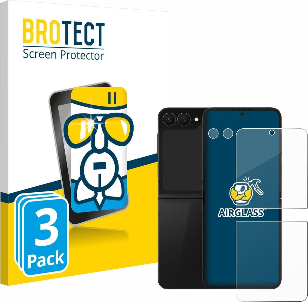 3x BROTECT Schutzglas für Samsung Galaxy Z Flip 7 FE (Display+Kamera) Schutzfolie Panzer Folie Glas Display Schutz klar