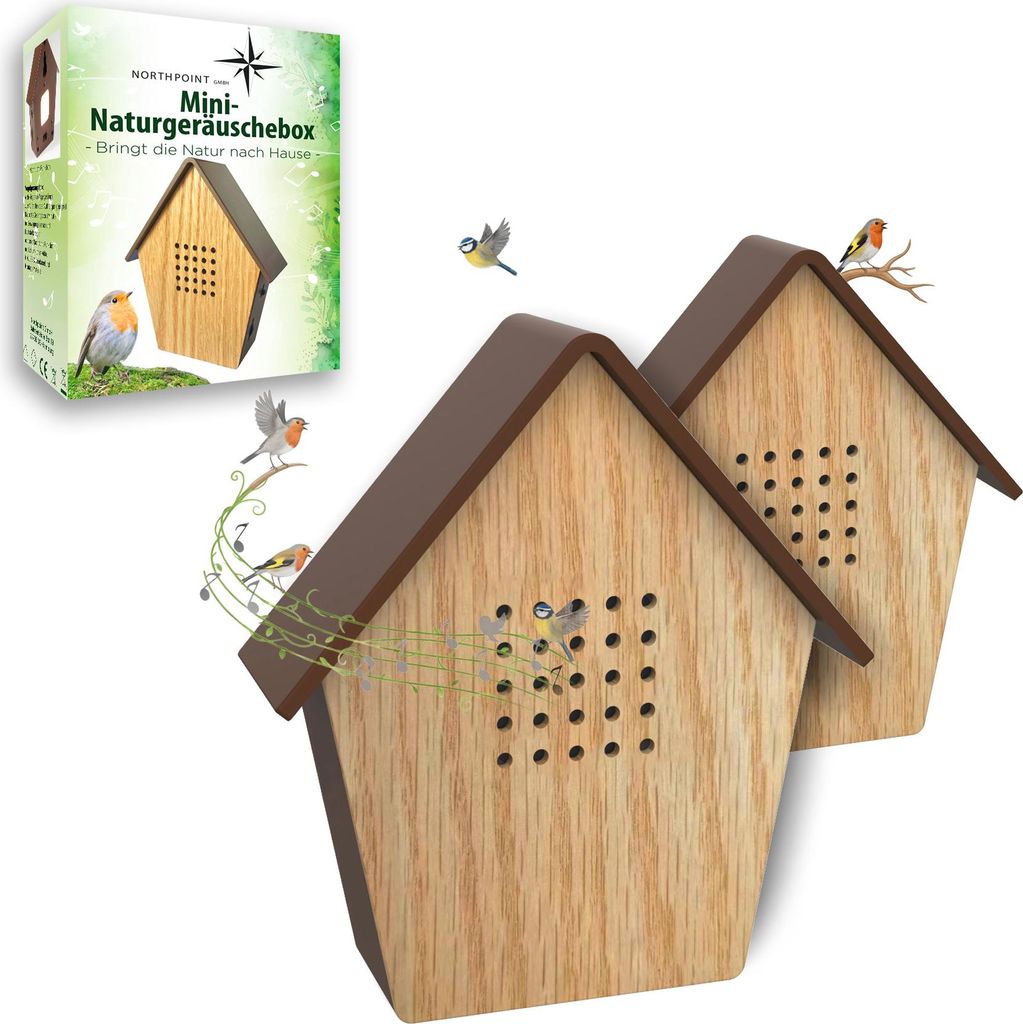 Natuur geluidsbox, vogelgeluiden, echt hout, Productafbeelding 