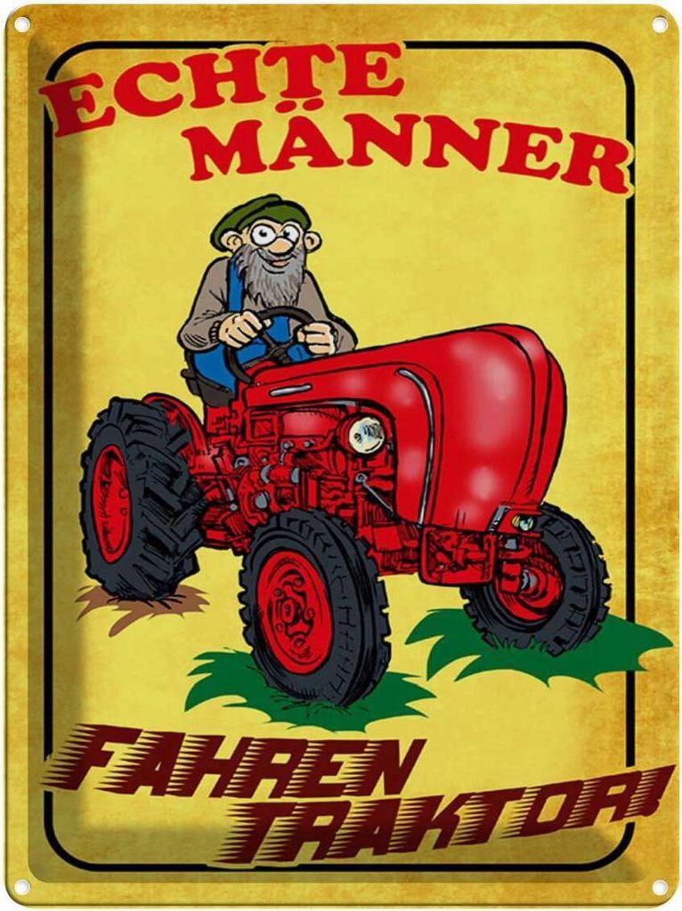 vianmo Blechschild 40x30 cm echte Männer fahren Traktor Spruch Zitat