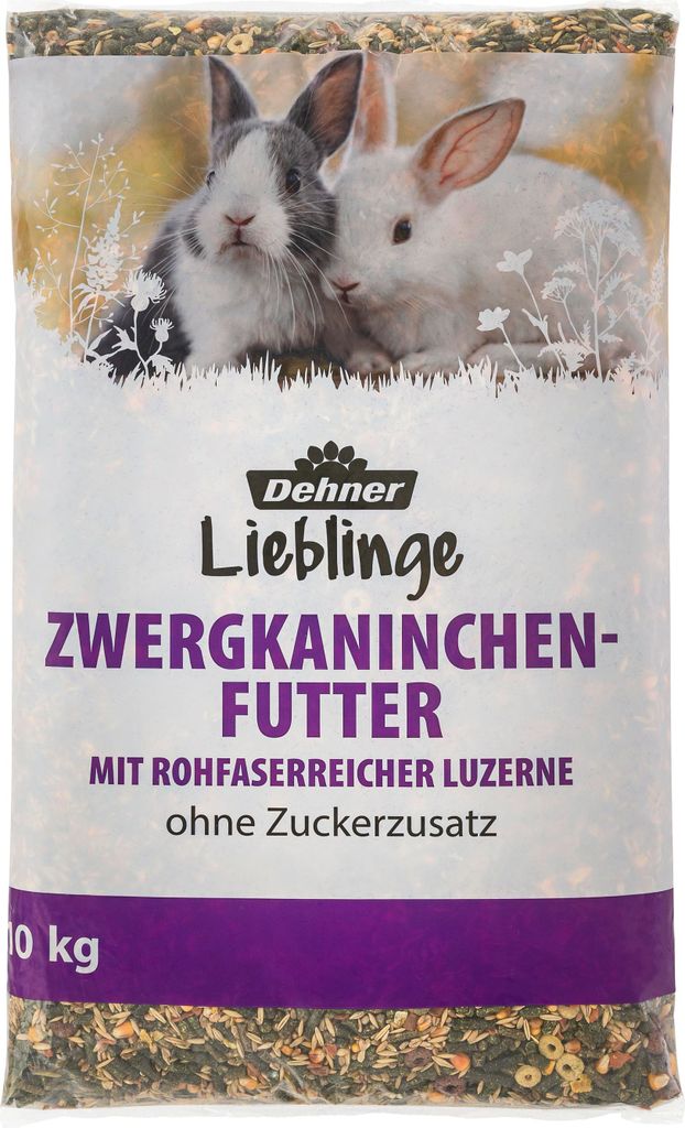 Dehner Lieblinge Nagerfutter, Zwergkaninchen-Futter, mit rohfaserreicher Luzerne, 10 kg