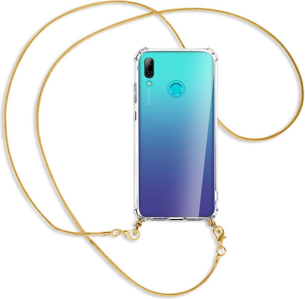 Handykette Backcover-Schutzhülle mit Band (Metall goldfarben) für Huawei P Smart 2019 / Honor 10 Lite - goldfarbene Kette Snake