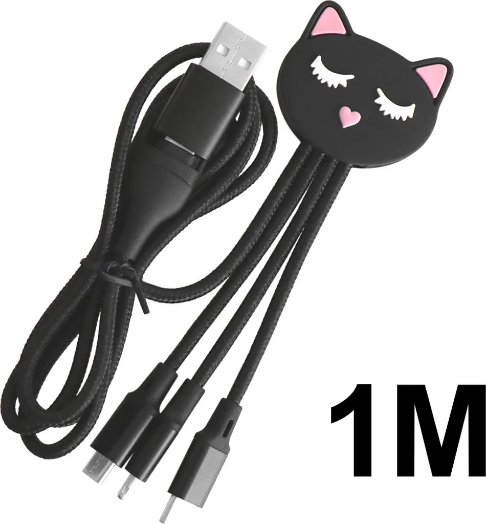 Plus de câbles emmêlés avec ce Multi-chargeur USB-C 1m Chat Noir - 5