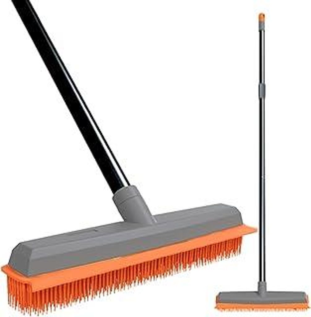 TreeLen Gummibesen Teppichrechen Tierhaarentferner Besen mit Abzieher Verlängerungs-Schiebebesen für Teppich, Hartholzböden, Fliesen und Fenster...