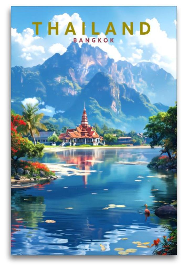 Premium Textil-Leinwand 120x80cm hoch Bangkok | Wandbild, HD-Bild auf Keilrahmen, Fertigbild auf hochwertigem Vlies, Leinwanddruck von Val Thoermer