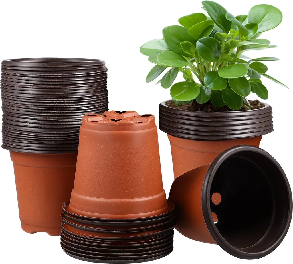 Lot de 50 Pots de Culture 12 cm en Plastique pour Semis et Bouturage