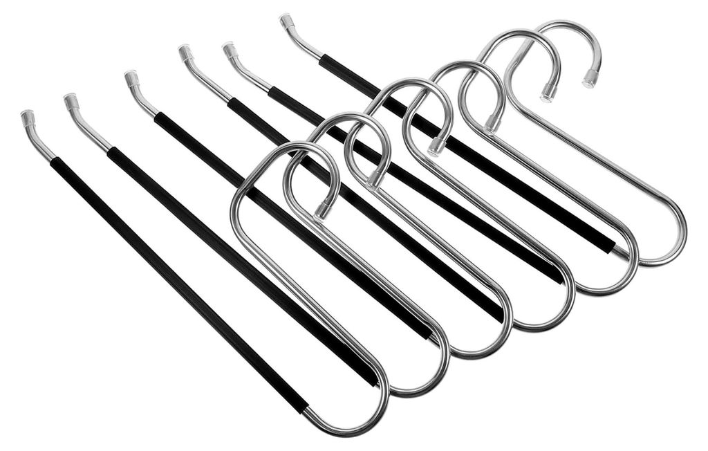 6 Stück Hosenbügel Edelstahl Mit Rutschfester PVC Beschichtung Offener Kleiderbügel Für Hosen Und Schals Platzsparender Garderoben Organizer