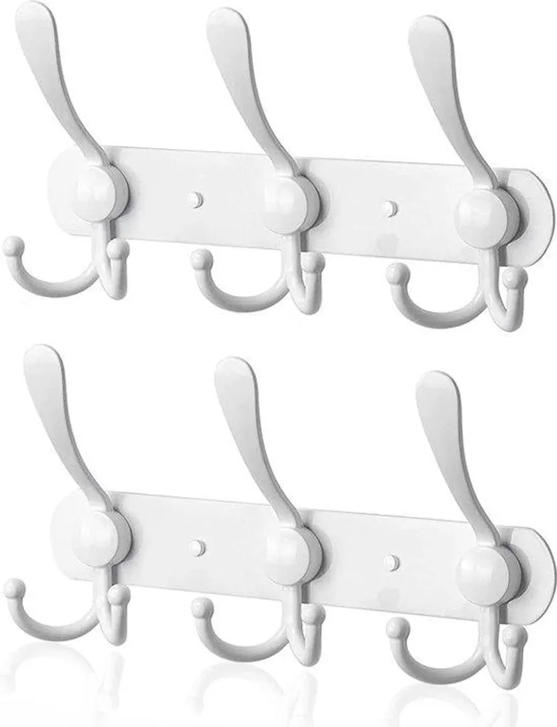 Stop au désordre : Lot de 2 patères inox blanches vintage 9 crochets