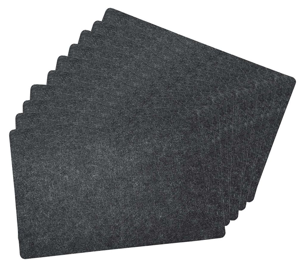A stack of dark gray placemats.