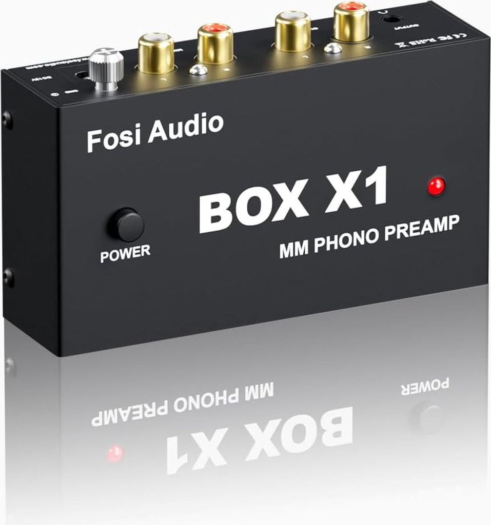 Fosi Audio Box X1 Phono-Vorverstärker für MM-Plattenspieler mit RCA- und Kopfhörerausgang