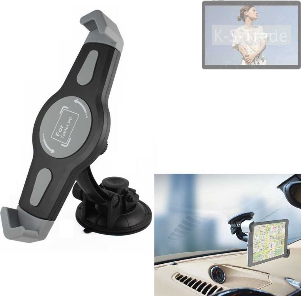 K-S-Trade Scheiben-Halterung für Tablets kompatibel mit ZTE Blade X10 Pro KFZ Tablet Saugnapf Auto Halterung Windschutzscheibe Holder Halter