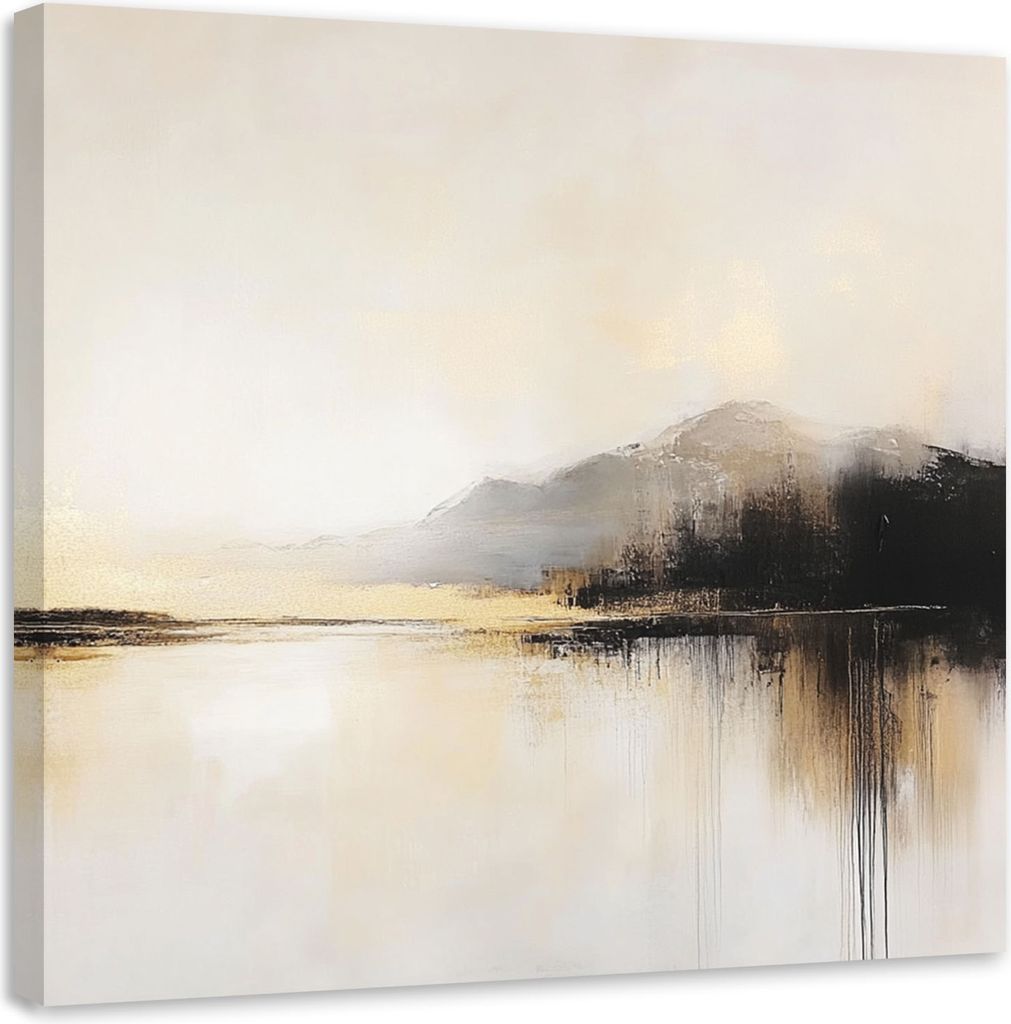Leinwandbild Beige Abstrakt 60x60 Feeby Beige bild für die wand bereit zum aufhängen