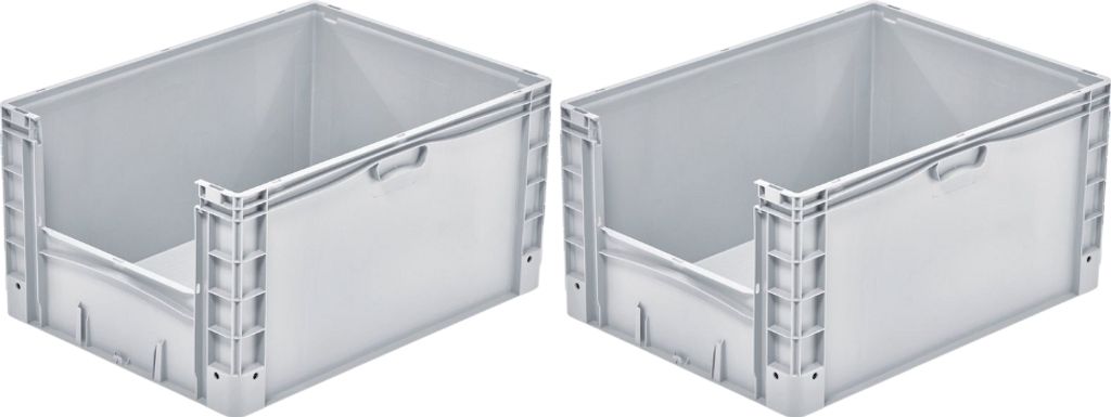 SparSet 2x Euro-Norm Großbehälter Insight | HxBxT 42x60x80cm | 168 Liter | Grau | Eurobehälter, Transportbox, Transportbehälter, Stapelbehälter