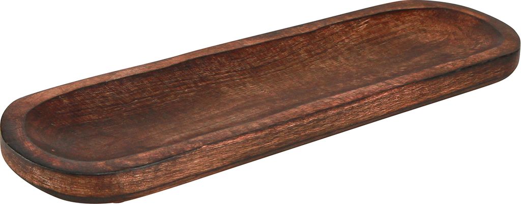 Holztablett oval dunkelbraun lasiert Deko Serviertablett 40×12cm