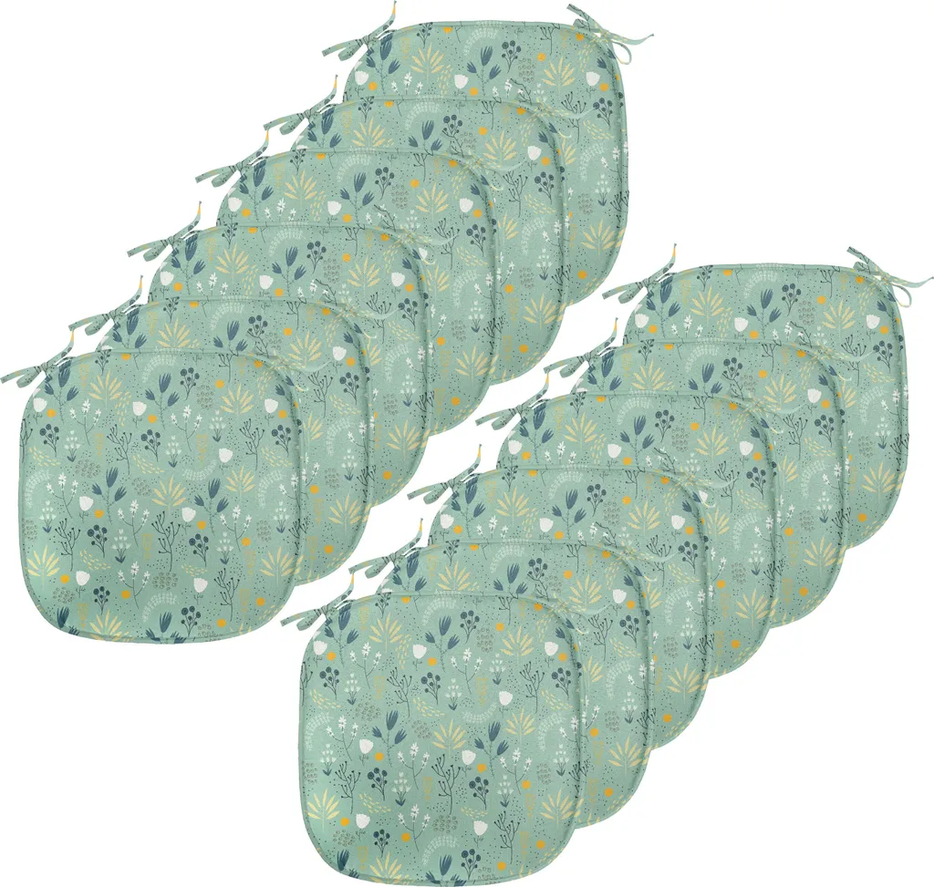 ABAKUHAUS Lot de 12 Coussins de Chaise Tulipes Turquoise 40x40 cm