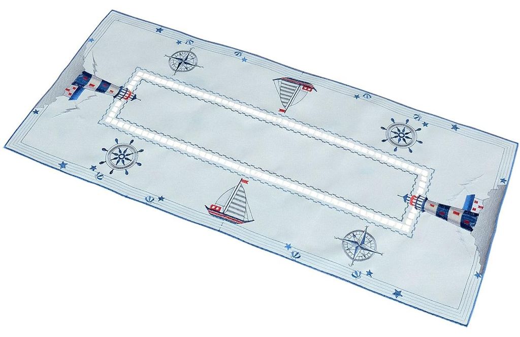 Tischläufer VALERIE Maritime Stickerei aus Polyester blau Produktbild 