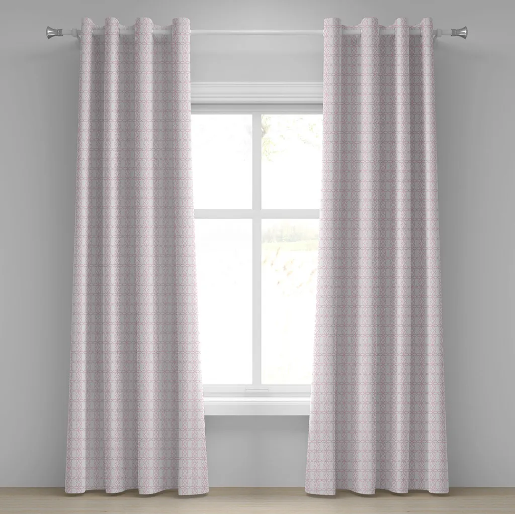 Rideau à œillets ABAKUHAUS motif floral symétrique rose et blanc 280x245