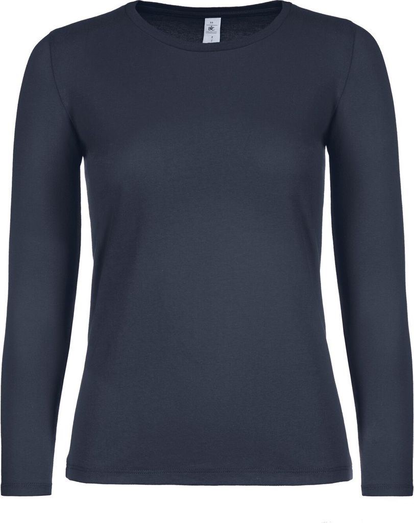 B&C Damen Langarmshirt #E150 RW6528 (S) (Marineblau)
