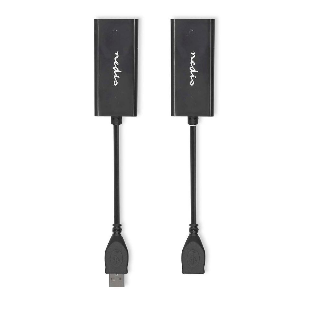 Nedis USB-Extender - USB 2.0 - 1x USB-A Stecker - 1x RJ45 Female - 1x USB-A Buchse - 1x RJ45 Female - 50 m - 480 Mbps - Vernickelt - Rund - PVC - S...