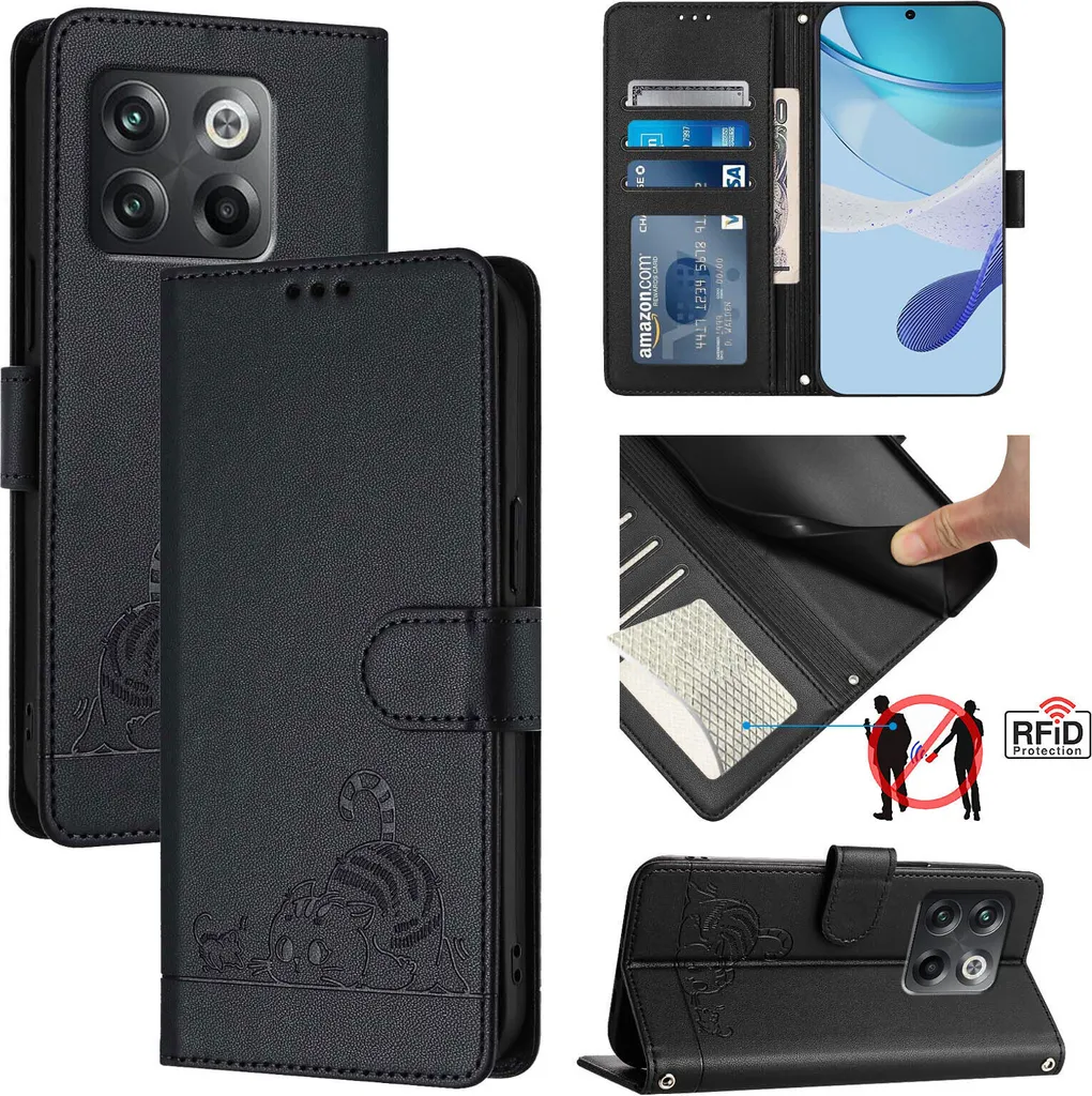 AKABEILA Cover per OnePlus 9 Pro Pelle Custodia per OnePlus 9 Pro Cover Flip Portafoglio Magnetica Stand Covers Frosted Porta Telefono Nero