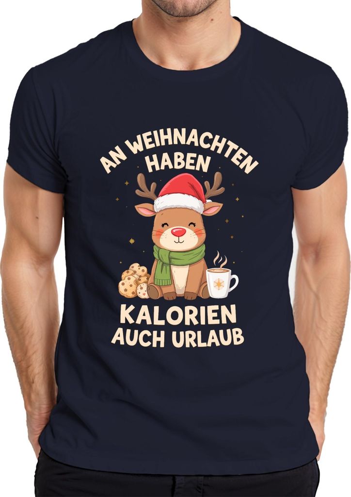 An Weihnachten haben Kalorien Urlaub Rentier Geschenk lustig Herren T-Shirt, Navy, 3XL