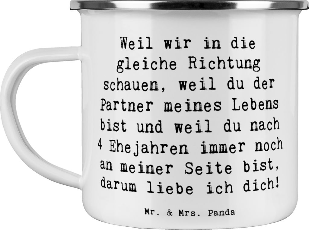 Mr. & Mrs. Panda Teetasse Spruch 4. Hochzeitstag Seidenhochzeit - Weiß - Geschenk, lebenslange Liebe, Paar, Teebecher, Heirat, Reisebecher, Haferl...