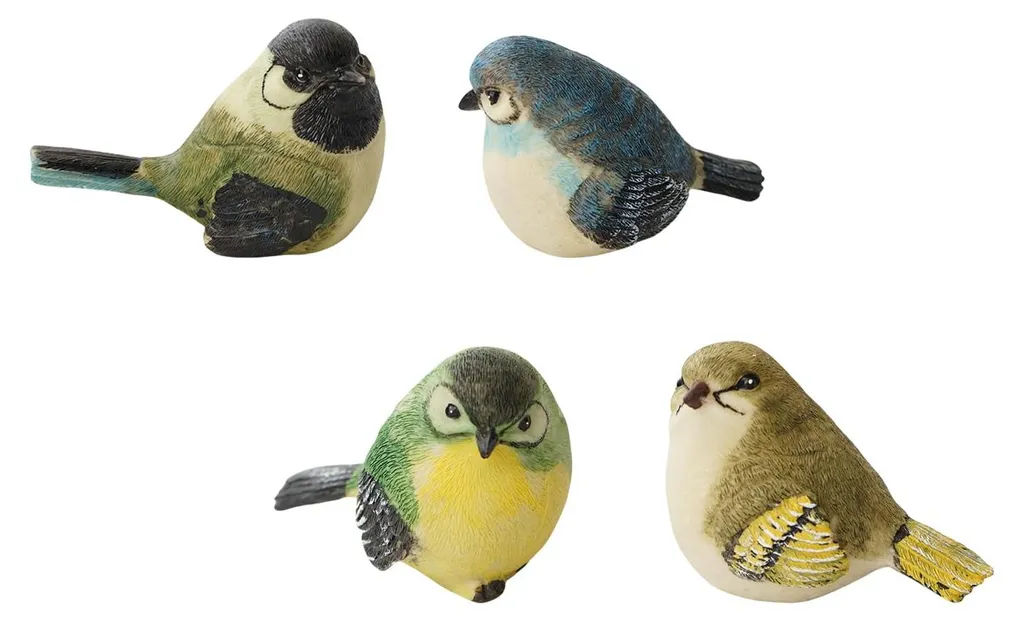 Figurines oiseaux en résine haute fidélité échelle 1:1 lot de 4 pièces