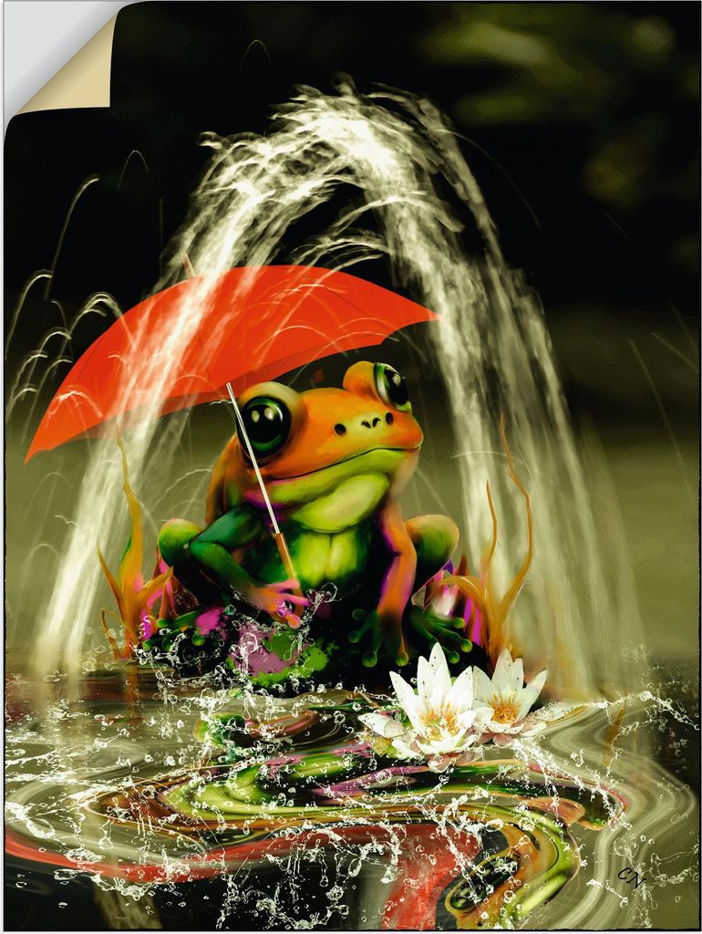 ARTland Wandbild, selbstklebend Frosch mit rotem Schirm Größe: 30x40 cm