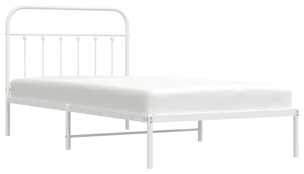 vidaXL Bettgestell mit Kopfteil Metall Weiß 100x200 cm Produktbild 