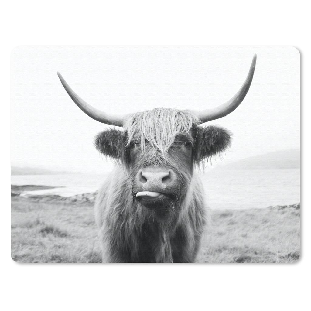 MuchoWow Mauspad Mousepad Tiere - Schottischer Highlander - Kuh - Schwarz - Weiß 23x19 cm - Mousepads - Maus Mat - Pad - Mausunterlage - Schreib...