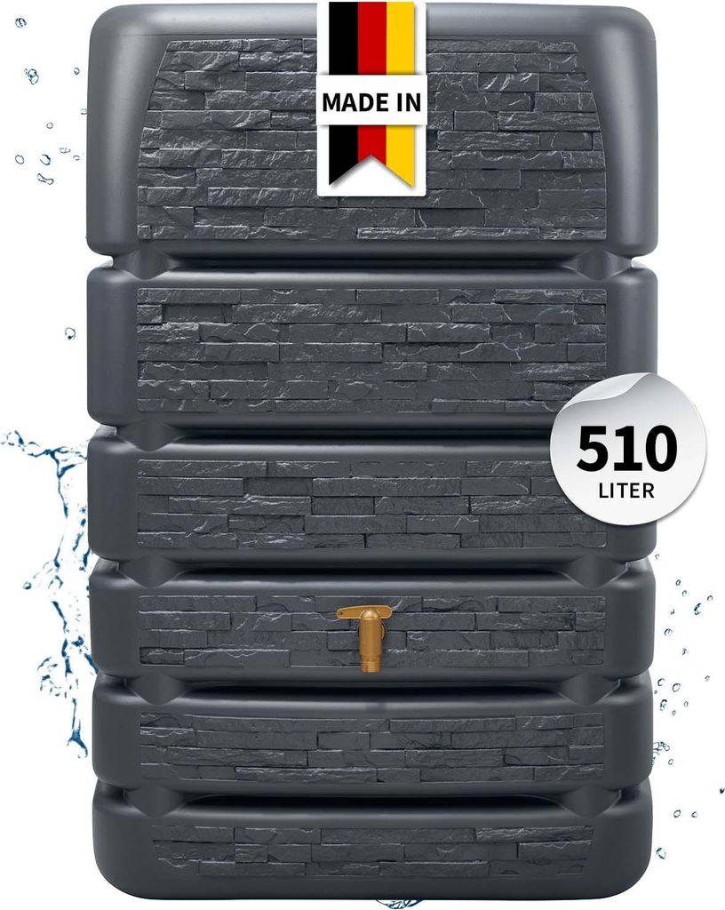 4rain SLIM STONE DECOR Mauertank 510 Liter graphite grey Produktbild 