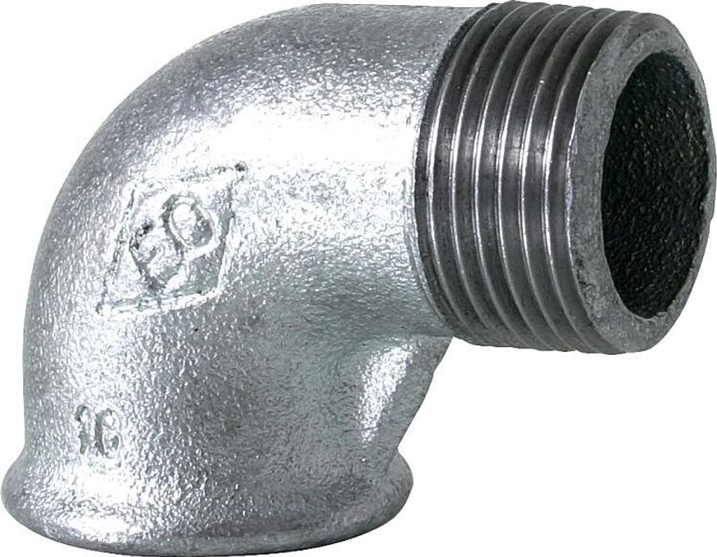 Temperguss Fittings Zink Doppelnippel Winkel Reduzierstück Muffe Rohrnippel : 'Winkel 90° IG/AG,1/2 Zoll'