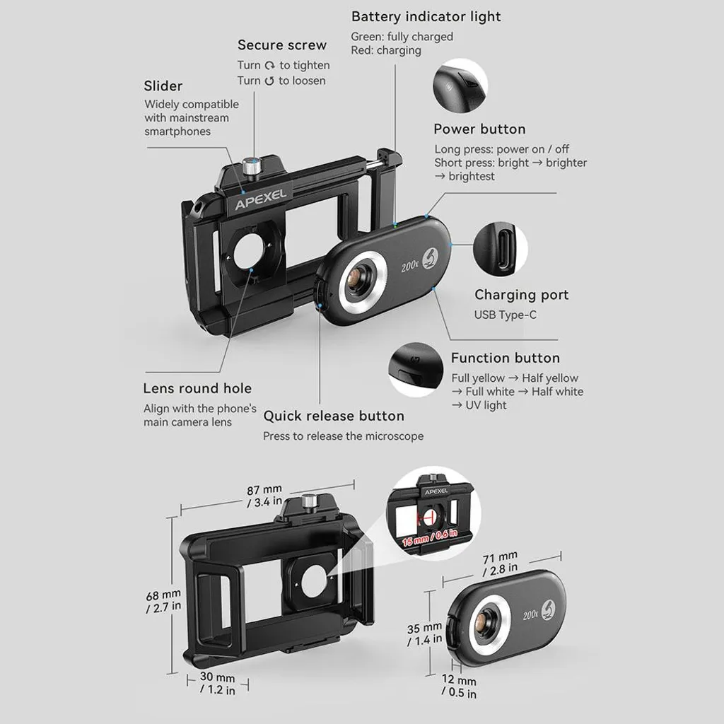 Microscope pour smartphone 200X : résout les reflets et le manque de LED - 5