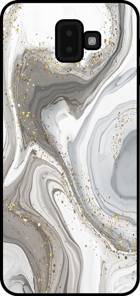 Smartphonica Handytasche Geeignet für Samsung Galaxy J6 Plus 2018 mit Marmordruck - TPU zurück Abdeckung Fall Marmor Design - Silber
