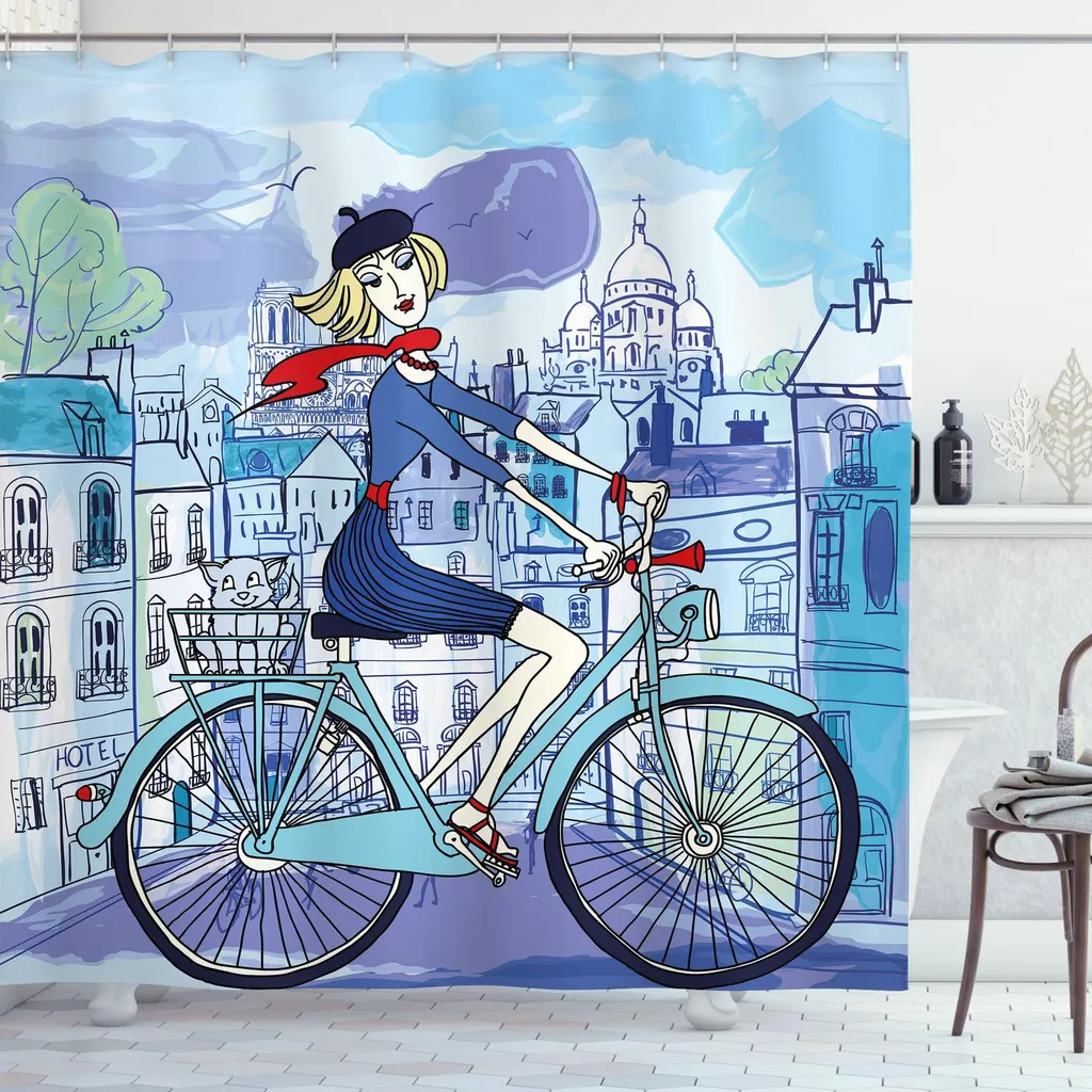 Tenda Doccia Parigi Torre Eiffel – Tessuto In Poliestere Con Ganci Inclusi, Impermeabile E Lavabile (70x80 Cm), Arredo Bagno Vintage