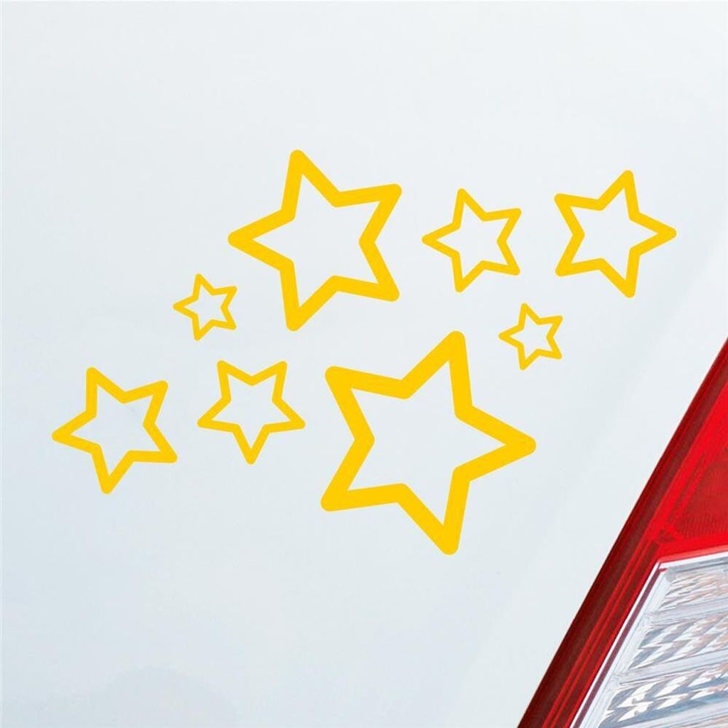 Auto Aufkleber Sterne Stars 15x10 cm Gelb Sticker Heckscheibenaufkleber