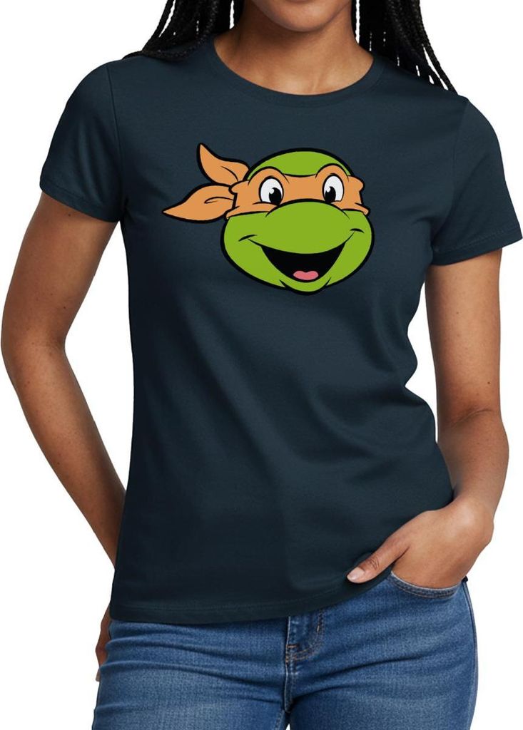 Spreadshirt Teenage Mutant Ninja Turtles Michelangelo Kostüm Karneval Frauen T-Shirt, L, Navy