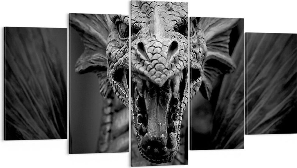 Bild auf Leinwand - Leinwandbild - Drache Kreatur Waage - 160x85cm - Wand Bild - Wanddeko - Leinwanddruck - Bilder - Kunstdruck - Wanddekoration - ...