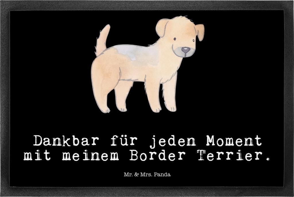 Mr. & Mrs. Panda Schmutzfangmatte Border Terrier Moment 50 x 75 cm - Schwarz - Geschenk, Bodenvorleger, Fussmatte, Schmutzmatte, Sauberlaufmatte, f...
