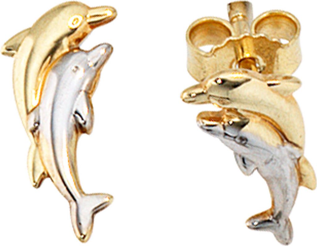 JOBO Ohrstecker Delfine 333 Gold Gelbgold teilrhodiniert Produktbild 