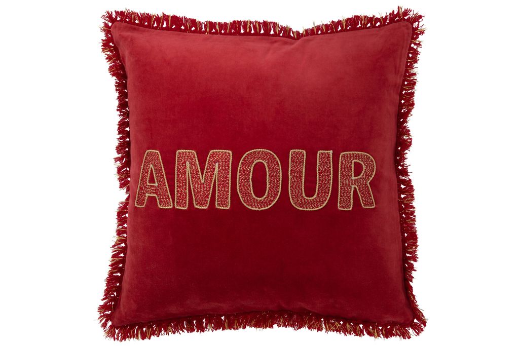 J-Line - Kissen Amour Textil Rot/Gold - 45x45x12cm