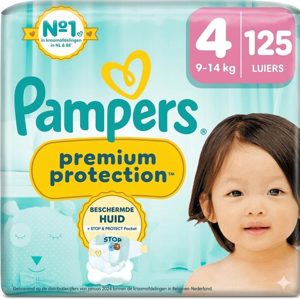 Pampers Protection Premium Taille 4 - 125 couches (5 x 25) Image du produit 