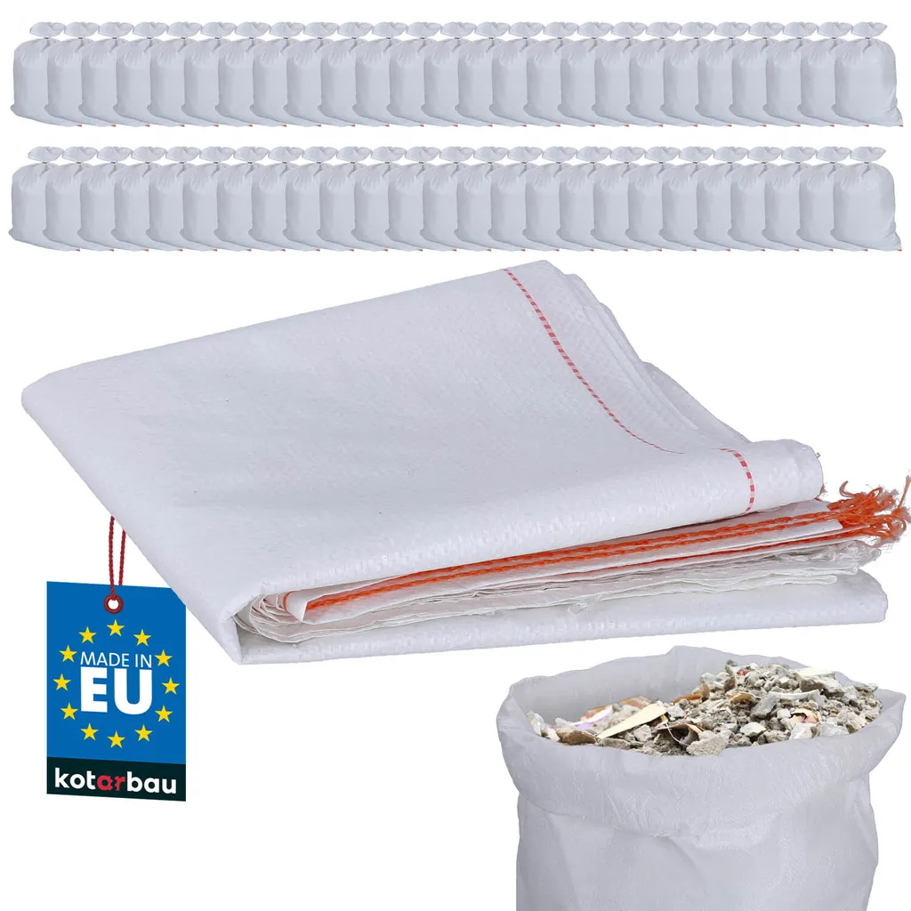 Sacs Anti-Déchirure pour Transport de Sable et Gravats 30kg 50x80cm - 50 pcs