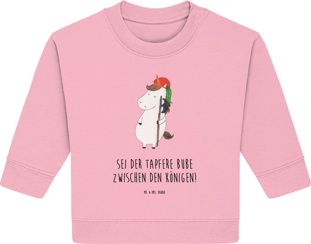 Mr. & Mrs. Panda Organic Baby Pullover Einhorn Junge 12. - 18. Monat - Baumwolle Pink - Geschenk, Unicorn, Bullover, Einhörner, Mittelalter, Bube