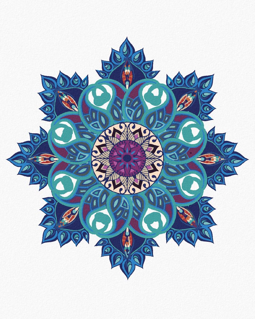 Zuty - Malen nach Zahlen - BLAUE MANDALA, 40x50 cm, mit Keilrahmen (bereits gespannt)